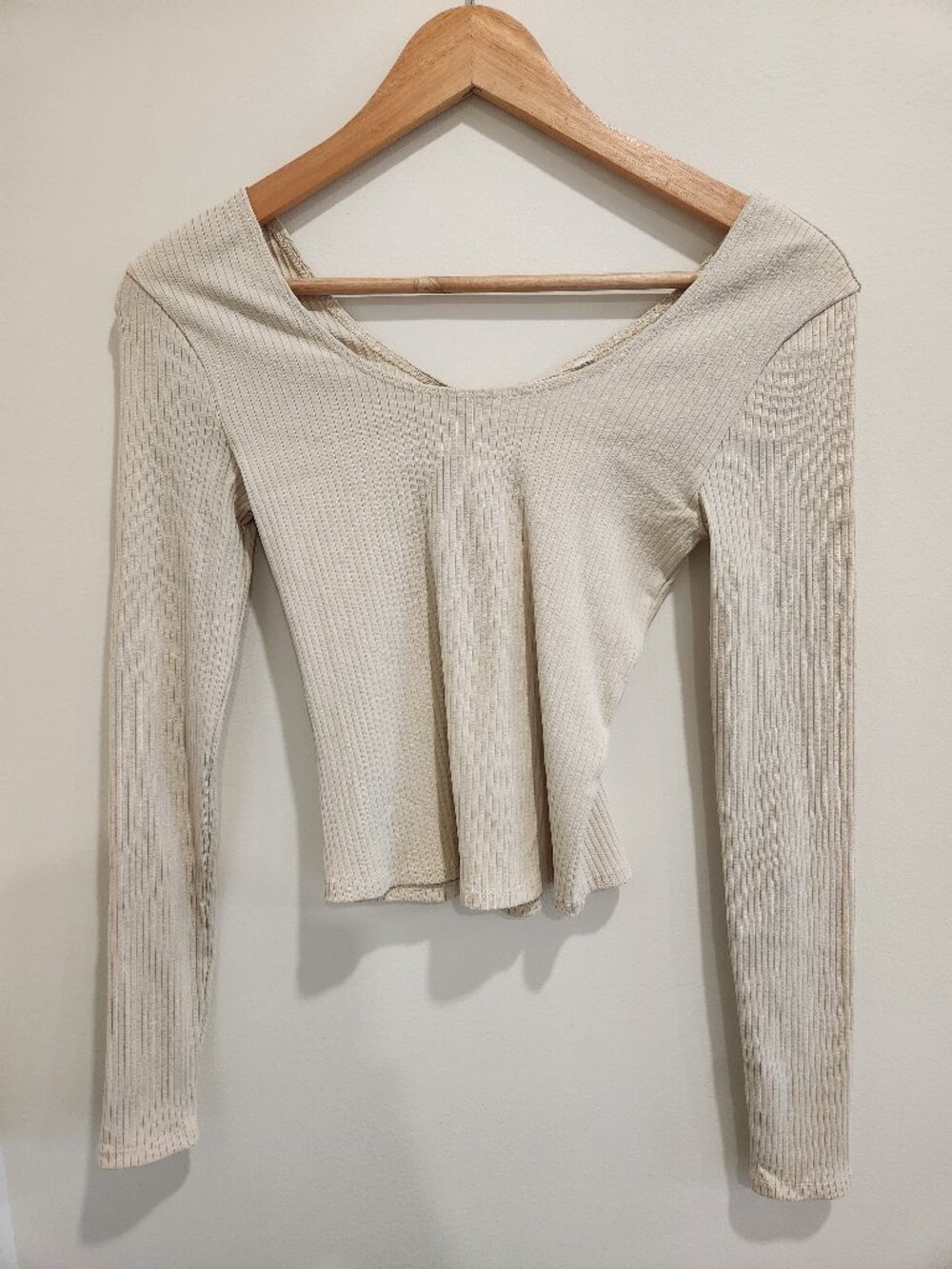 Pact Women's Sandshell Refined Rib Long Sleeve Twist Back Top XS